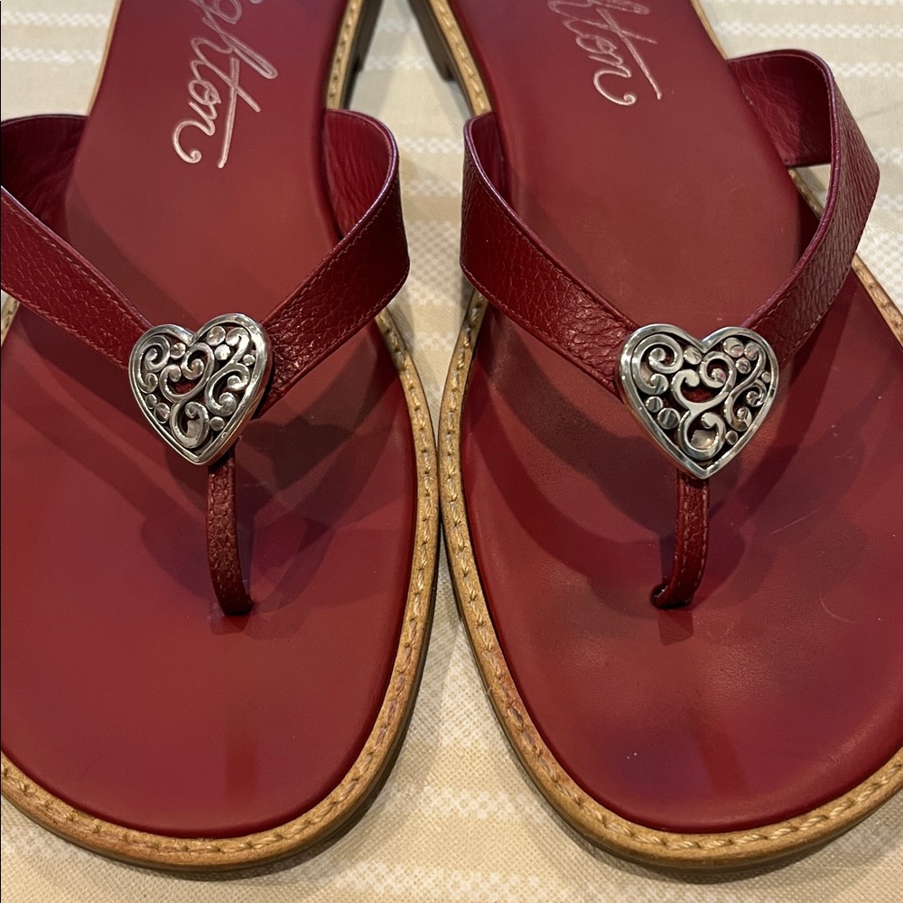 Brighton Orla 4 Red Heart Embellished Leather Sandals size 10 women’s - Picture 2 of 7